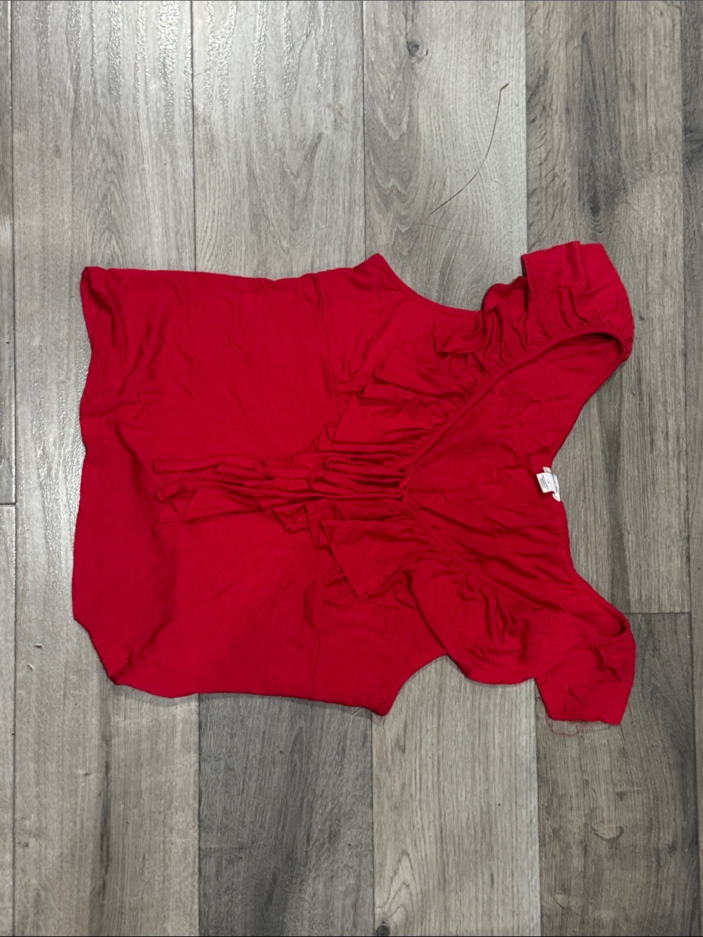 Kimchi Blue Red Ruffle-Front Short Sleeve Blouse